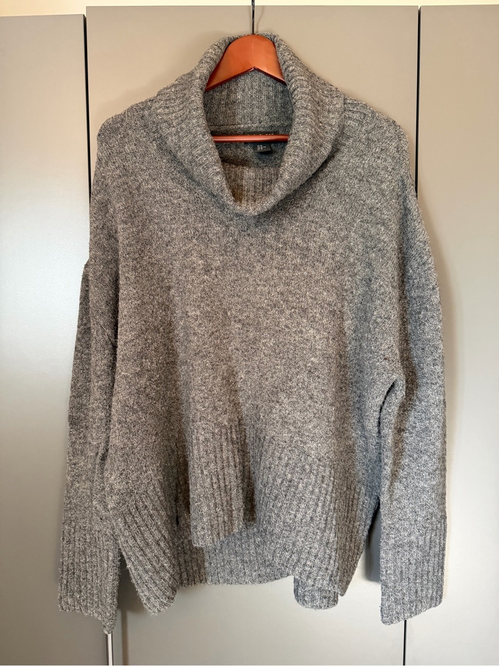 Rachel Zoe Grey Merino Wool Blend Cowl Neck Sweater XL